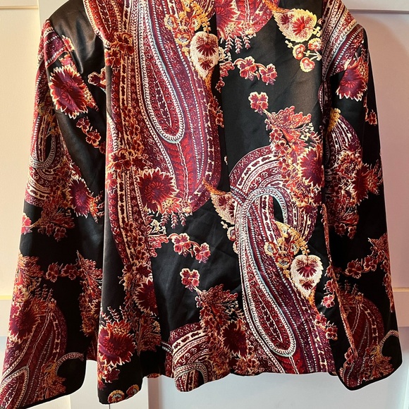 JS Collections Black and Red Embroidered Blazer - Picture 2 of 5